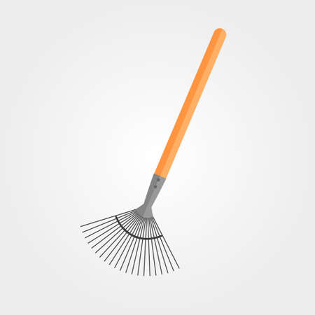 Rake isolated on grey background. Flat designのイラスト素材