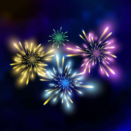 festive fireworks Illustration on dark backgroundのイラスト素材