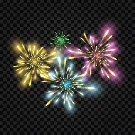 festive fireworks. Illustration on dark checked backgroundのイラスト素材