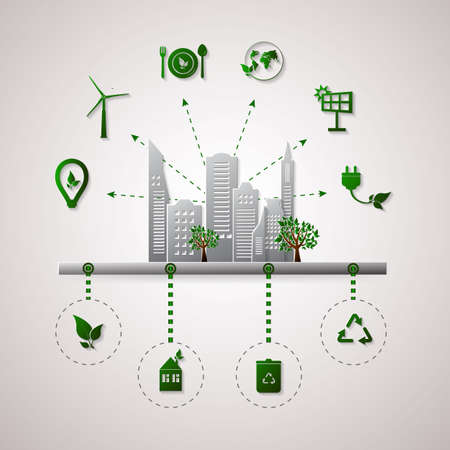 Green planet info graphic illustration. Ecology flat design.のイラスト素材