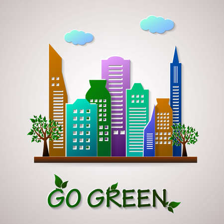 Go green design template. Environment illustration. Eco planet conceptのイラスト素材