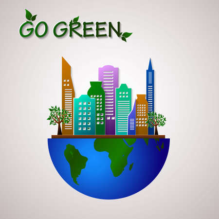 Go green design template. Environment illustration. Eco planet conceptのイラスト素材