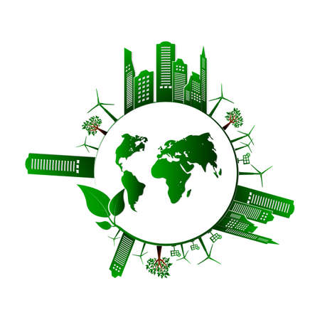 Go green design template. Environment illustration. Eco planet conceptのイラスト素材