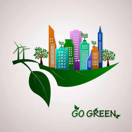Go green design template. Environment illustration. Eco planet conceptのイラスト素材