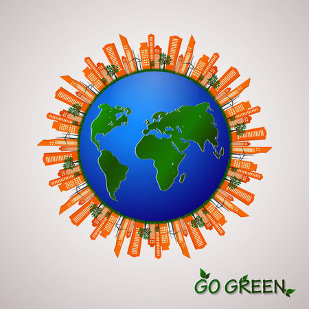 Go green design template. Environment illustration. Eco planet conceptのイラスト素材