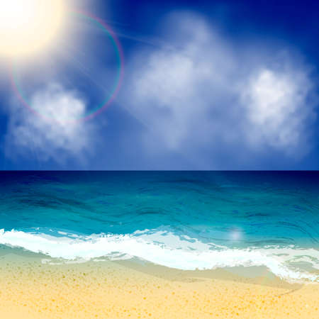 Summer beach vector background. Seascape vector illustrationのイラスト素材