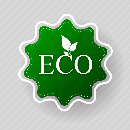 Eco label of organic natural food. Eco green stickerのイラスト素材