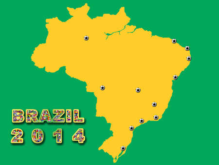 Brazil map with qualified nations for 2014 tournamentの写真素材