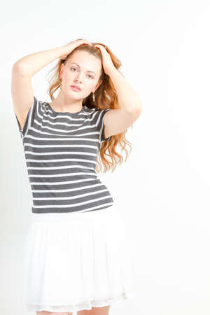 Conceptual young female in distressed state of beingの写真素材