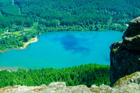 View of Rattlesnake Lake From Rattlesnake Ledge Lookout Trailの写真素材