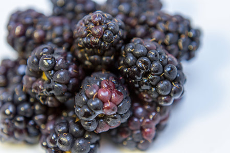 Fresh ripe blackberries served on a plate