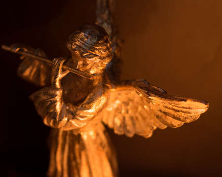 Winged Angel Playing Fluteの写真素材