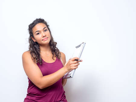 Beautiful young female with natural thick body image conceptの写真素材