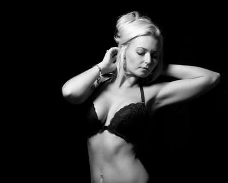 Physically fit caucasian blonde woman.の写真素材