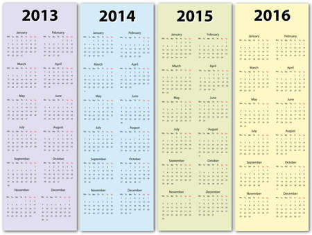calendar 2013 - 2016のイラスト素材