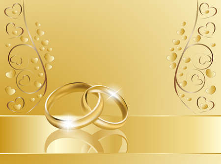 Trauringe auf goldenem Hintergrundのイラスト素材