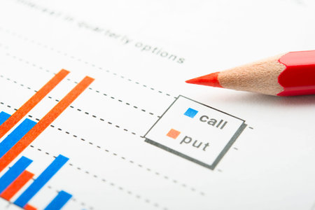 Company year report with graphs and pencilの写真素材