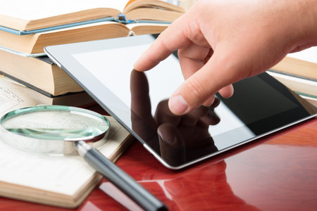 Books and tablet pc
