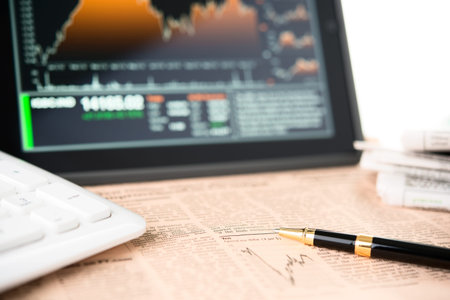 Businessman workplace with digital tablet