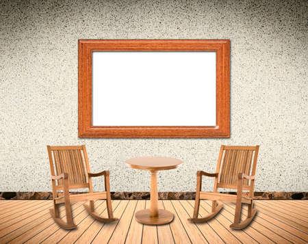 Wooden Interior with rocking chairの写真素材