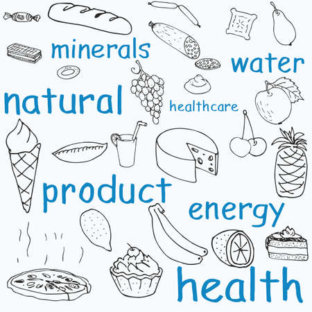 Illustration of food vector doodles set  のイラスト素材