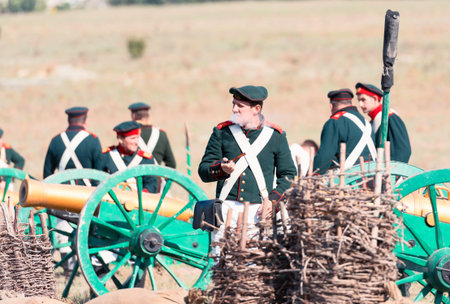 Historical reenactment of the Alma battle on Crimean War 1854. September 28, 2013 in Crimea, Ukraine.のeditorial素材