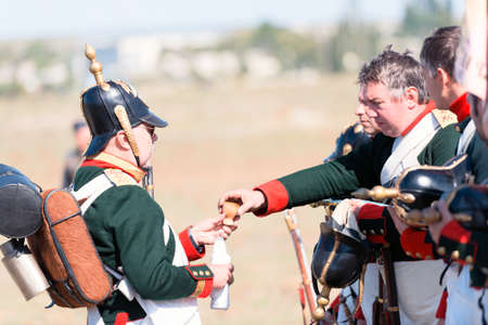 Historical reenactment of the Alma battle on Crimean War 1854. September 28, 2013 in Crimea, Ukraine.のeditorial素材