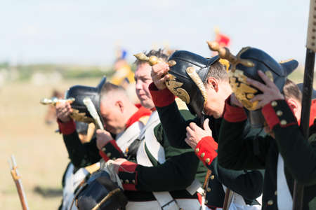 Historical reenactment of the Alma battle on Crimean War 1854. September 28, 2013 in Crimea, Ukraine.のeditorial素材