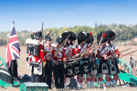 Historical reenactment of the Alma battle on Crimean War 1854. September 28, 2013 in Crimea, Ukraine.のeditorial素材