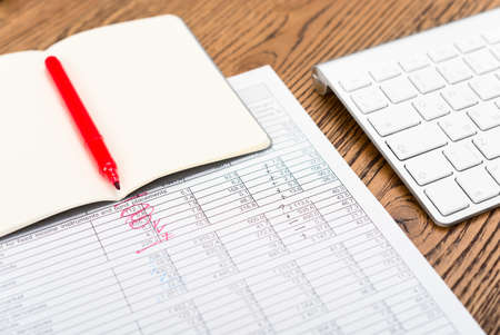 Business analysis concept. Close view of office accessories on the table.の写真素材