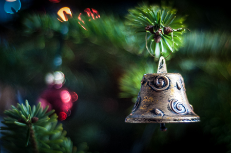 Christmas tree decoration, bell on the Christmas treeの写真素材