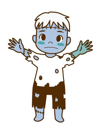 The boy who became a monster in halloween costumeのイラスト素材