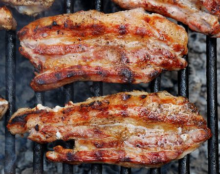 Pork barbecue on outdoor partyの写真素材