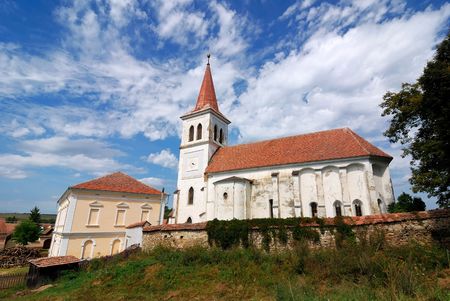 Old saxon fortified church built XIV in Beia village, Transylvania, Romaniaの写真素材