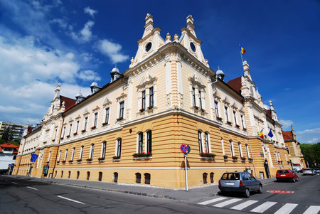 Brasov townhall in Romania, neobaroque architecture styleの写真素材