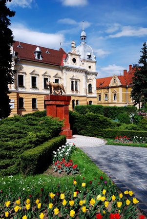 Brasov townhall in Romania, neobaroque architecture style