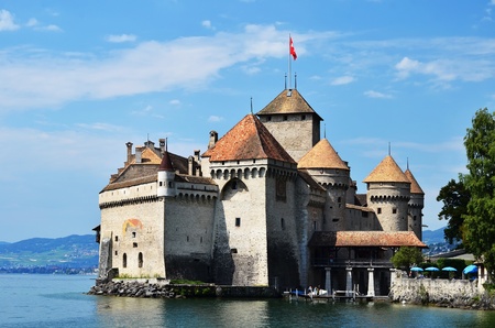 Chateau de Chillon (Castle of Chillon), on lake Geneve,  Montreux, Switzerlandの写真素材