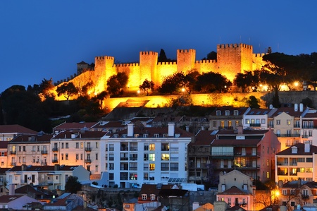 Castle of Sao Jorge  is medieval castle overlooking the city of Lisbon, the capital of Portugal, dates from medieval timeのeditorial素材