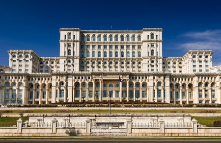 The Palace of the Parliament, the second largest building in the world, built by dictator Ceausescu in Bucharest, Romaniaのeditorial素材