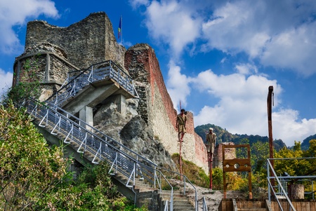 Poenari Fortress is Vlad Tepes castle, prince of medieval Wallachia, modern Romaniaのeditorial素材