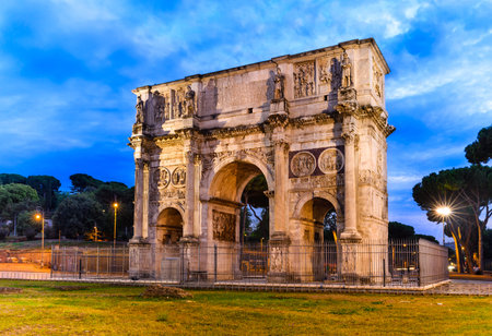 Rome, Italy. Arch of Constantine, commemorate emperor victory over Maxentius in 312AD, Roman Empire civil warのeditorial素材