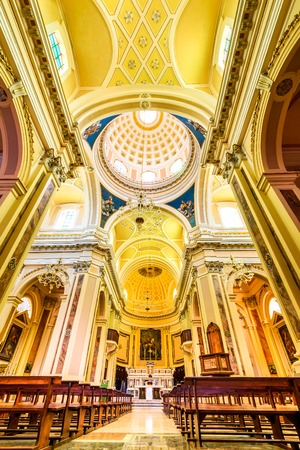 LOCOROTONDO, ITALY - 10 JULY 2015: Baroque interior of Mother Church, St. George the Martyr in Locorotondo, Puglia, Italy.のeditorial素材