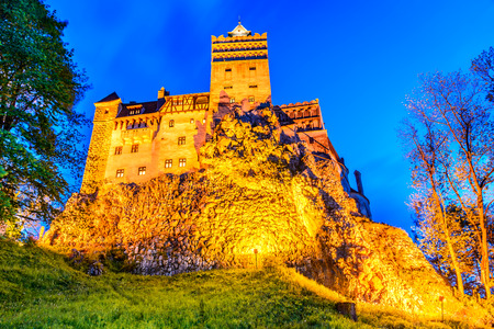 Bran Castle, Romania - Stunning HDR twilight image of Dracula fortress in Transylvania, medieval landmark.のeditorial素材