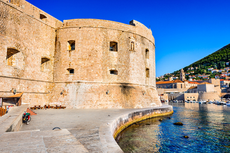 Dubrovnik, Croatia. Picturesque view on the old town (medieval Ragusa) and Dalmatian Coast of Adriatic Sea.の写真素材