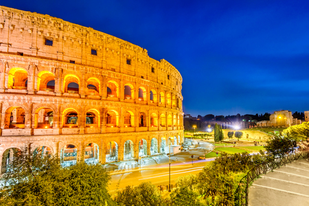 Rome, Italy. Colosseum, Coliseum or Coloseo,  Flavian Amphitheatre largest ever built symbol of ancient Roma city in Roman Empire.の写真素材