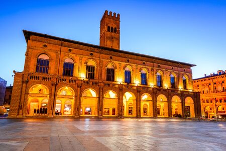 Bologna, Italy - Palazzo del Podesta in the red city of Emilia-Romagna. The edifice was built around 1200.の写真素材