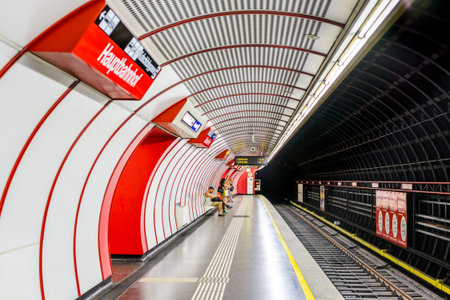 VIENNA, AUSTRIA - 5 August 2015: Subway and Metro directions on the Sudtiroler Platz station. Wienn, Austria.のeditorial素材