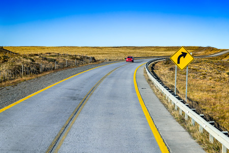 Patagonia, Chile - National road from Punta Arenas to Puerto Natales, Magallanes and Antartica Chilena region, South America.の写真素材