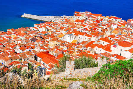 Cefalu, Sicily. Aerial medieval view of sicilian city Cefalu. Province of Palermo, Italy.の写真素材