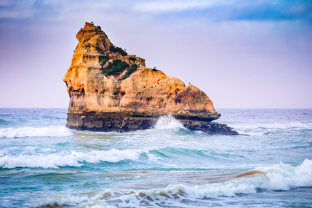 Algarve, Portugal - Praia da Rocha, amazing sunrise at Atlantic Ocean, Portimao.の写真素材